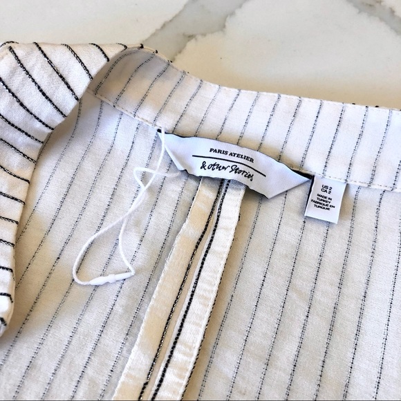 NWOT Paris Athelier & Other Stories Viscose Metallic Stripe Blouse Sz 2 - Picture 10 of 11